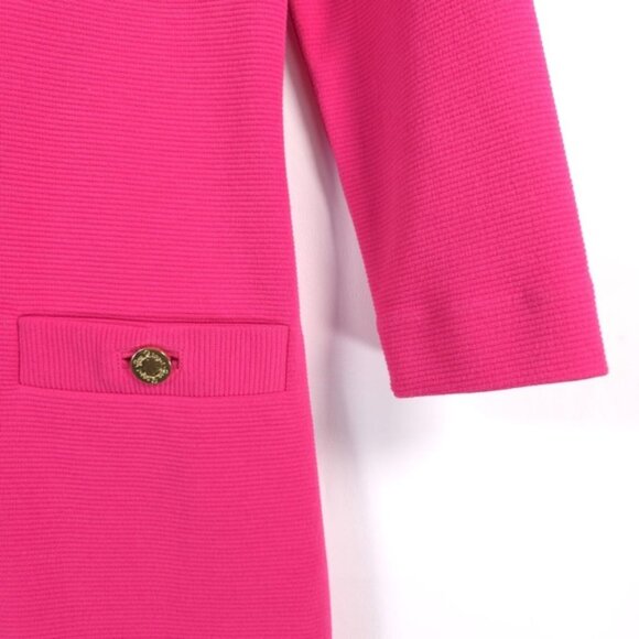 Lilly Pulitzer Pink 3/4 Sleeve Lina Shift Dress Gold Button Detail 18050 Size XS - Picture 12 of 15
